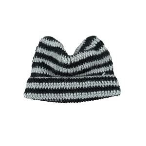 No Brand - Striped Knit Beanie in Gray & Black